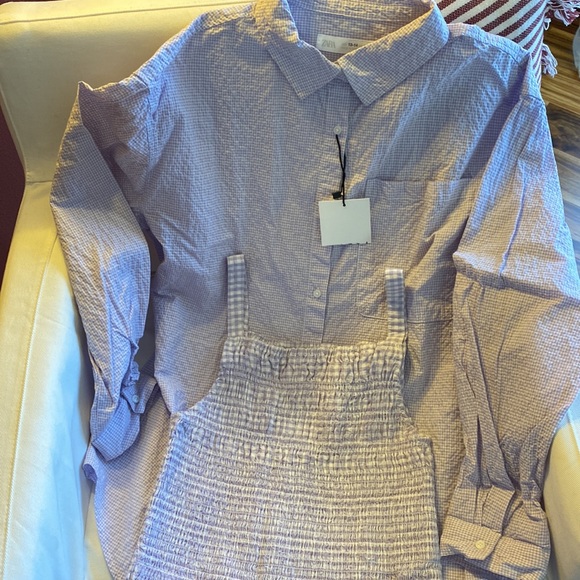 SOLD Zara Seersucker Shirt with Crop Tank Top - Picture 3 of 7